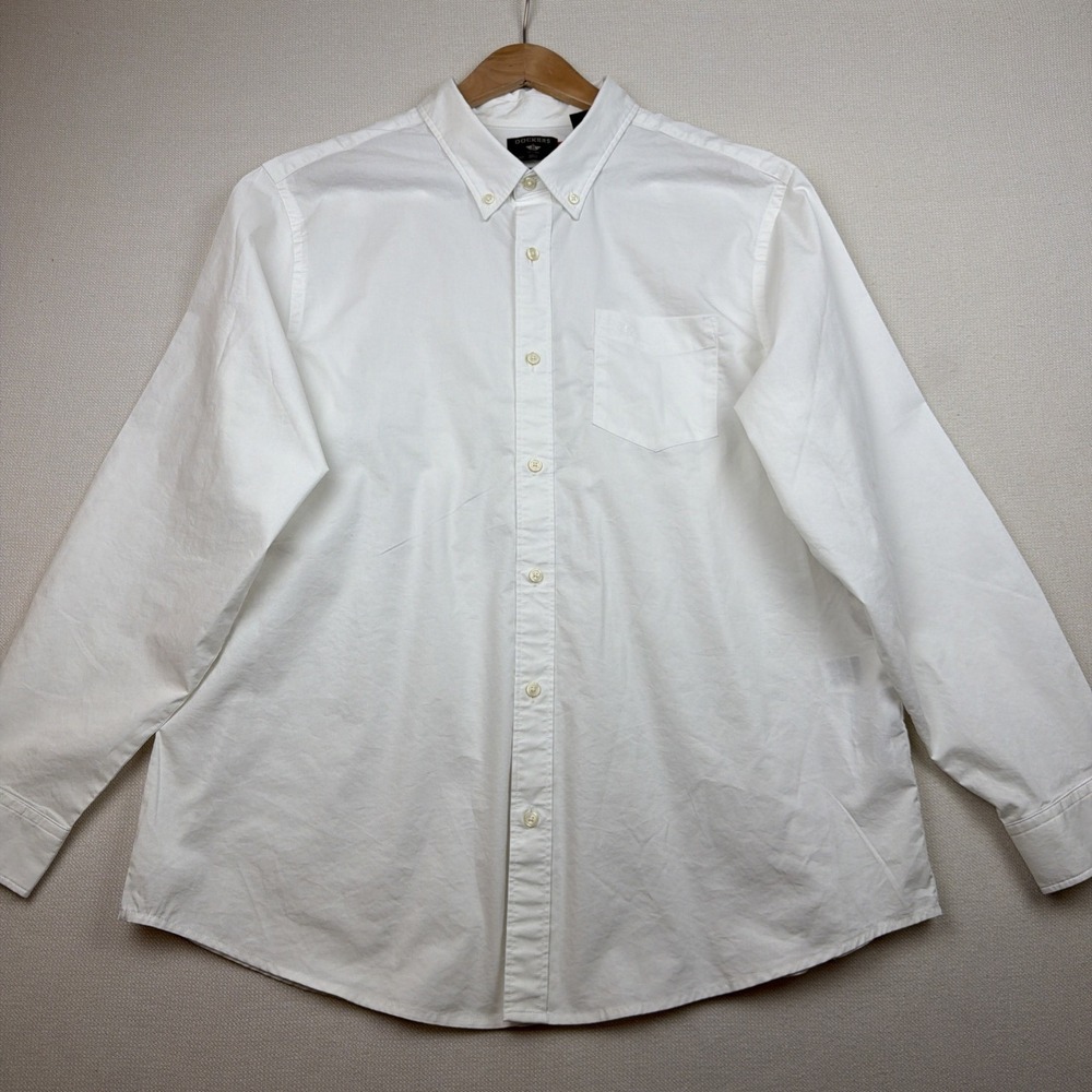 Dockers Quality Comfort Classic No Wrinkle Shirt Men Size XXL White Long Sleeve